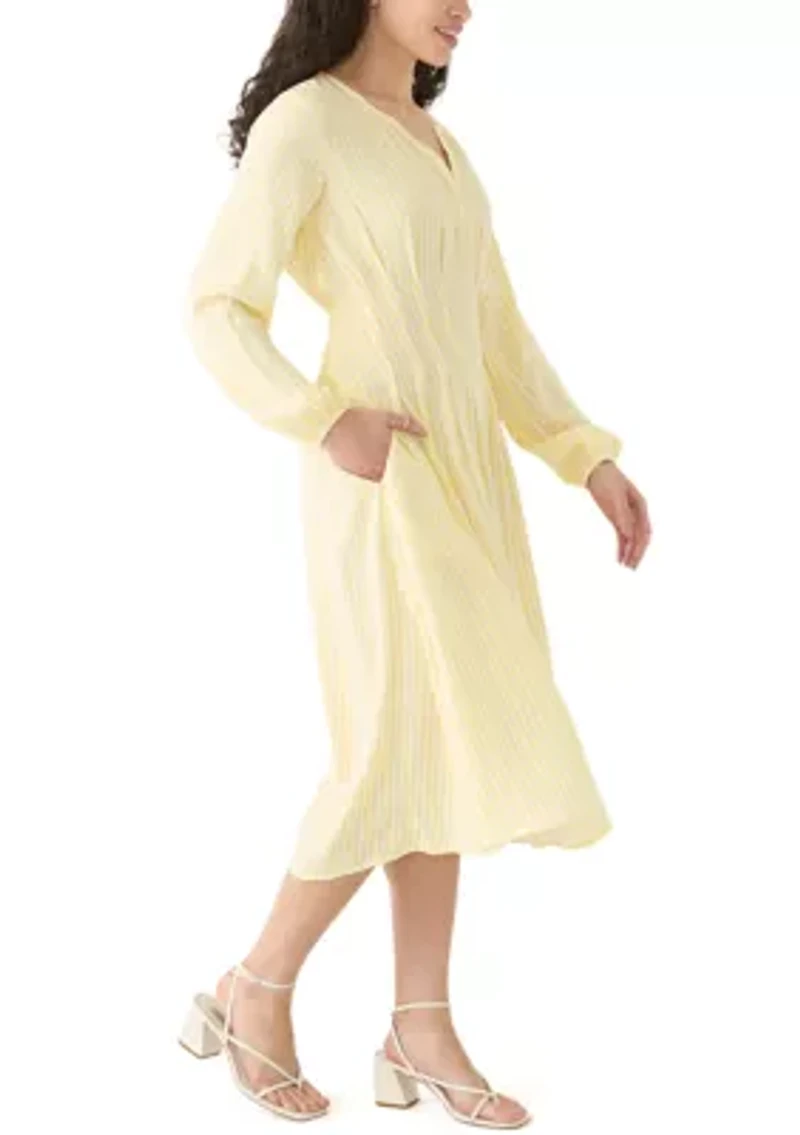 Women's Striped Woven Midi Dress