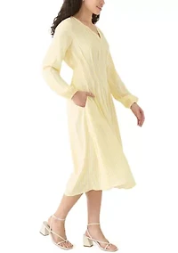 Women's Striped Woven Midi Dress