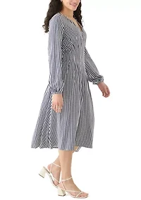 Women's Striped Woven Midi Dress
