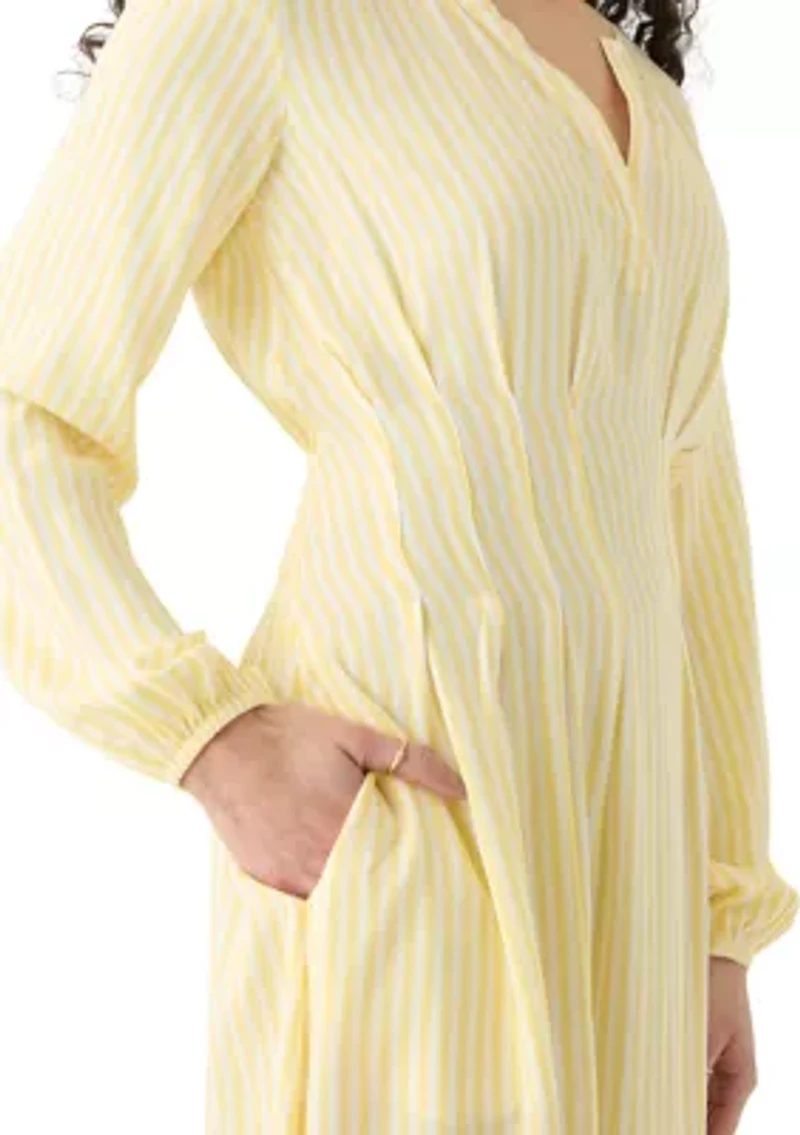 Women's Striped Woven Midi Dress