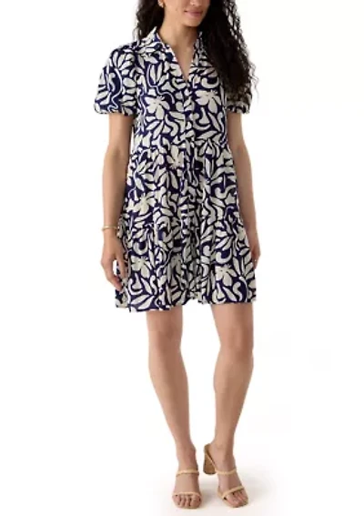 Women's Mini Tiered Printed Shirtdress
