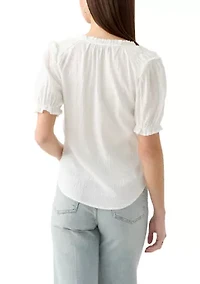 Women's Smocked Puff Sleeve Top