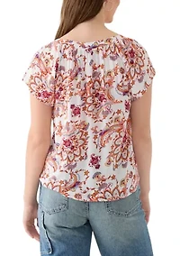 Women's Flutter Sleeve Blouse