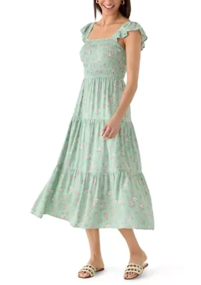 Women's Flutter Sleeve Midi Dress