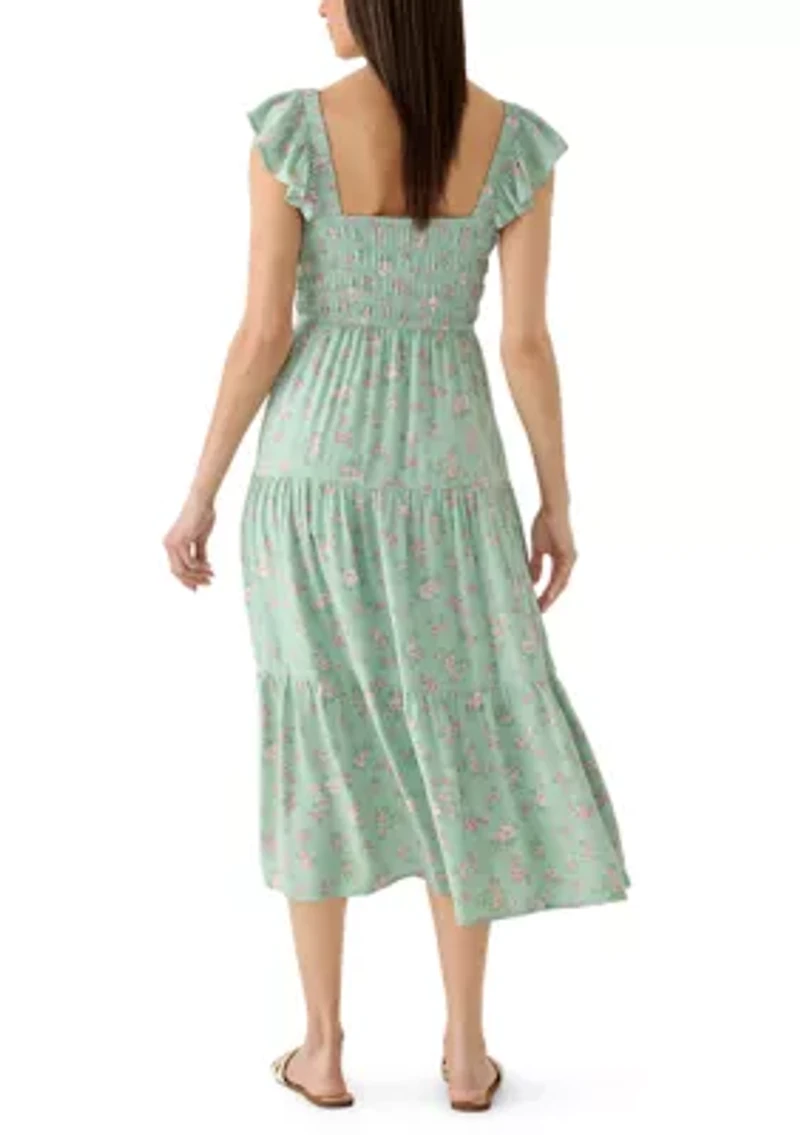 Women's Flutter Sleeve Midi Dress