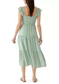 Women's Flutter Sleeve Midi Dress