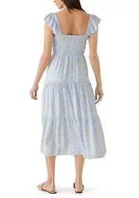 Women's Flutter Sleeve Midi Dress