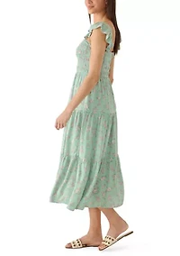 Women's Flutter Sleeve Midi Dress