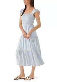 Women's Flutter Sleeve Midi Dress