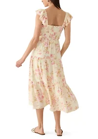 Women's Flutter Sleeve Mid Dress