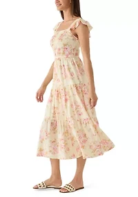 Women's Flutter Sleeve Mid Dress