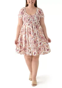Plus Smocked Printed Dress