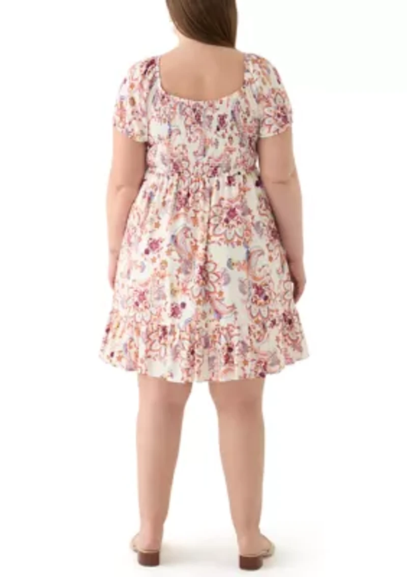 Plus Smocked Printed Dress