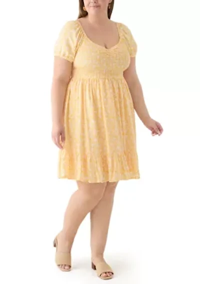 Plus Smocked Printed Dress