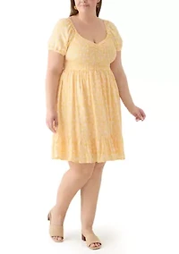 Plus Smocked Printed Dress