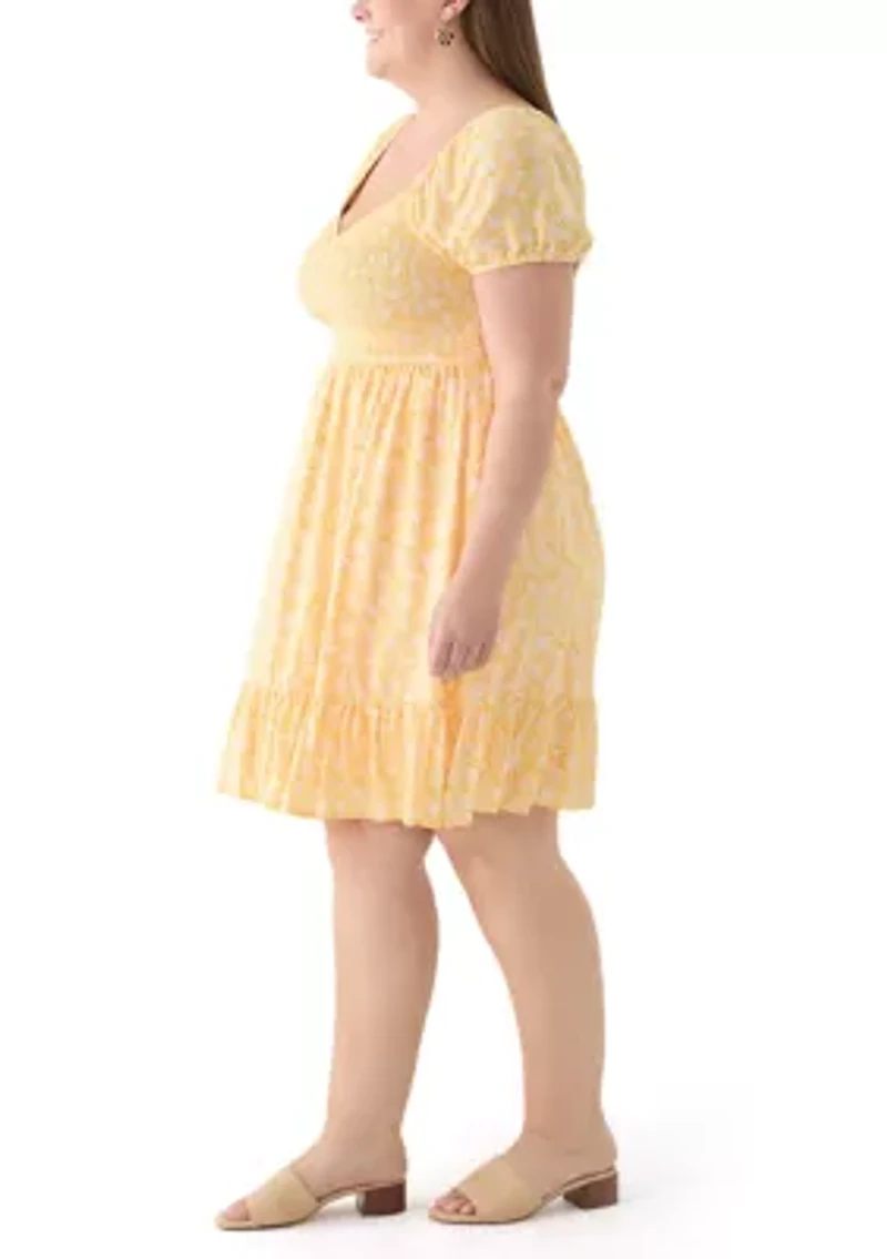 Plus Smocked Printed Dress
