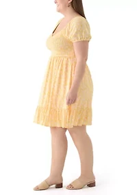 Plus Smocked Printed Dress