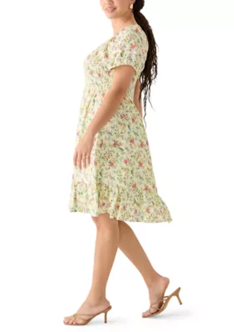 Plus Smocked Sweetheart Bodice Dress