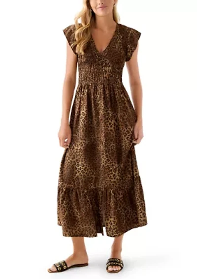 Women's Long Dress with Flutter Sleeves