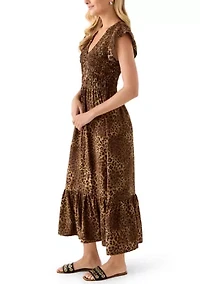 Women's Long Dress with Flutter Sleeves