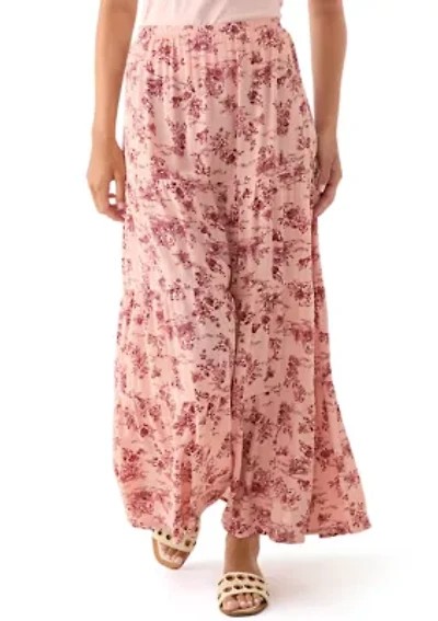Women's Tiered Floral Printed Maxi Skirt