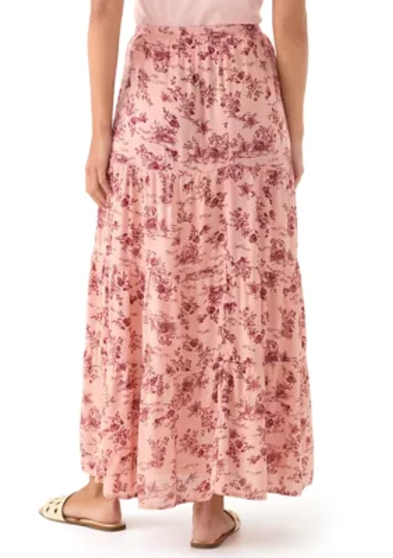 Women's Tiered Floral Printed Maxi Skirt