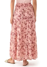 Women's Tiered Floral Printed Maxi Skirt