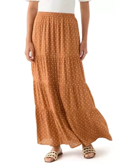 Women's Polka Dot Tiered Maxi Skirt