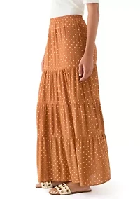 Women's Polka Dot Tiered Maxi Skirt
