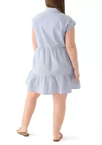 Plus Short Sleeve Tiered Shirtdress