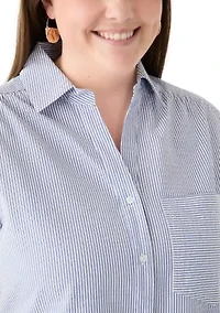 Plus Short Sleeve Tiered Shirtdress
