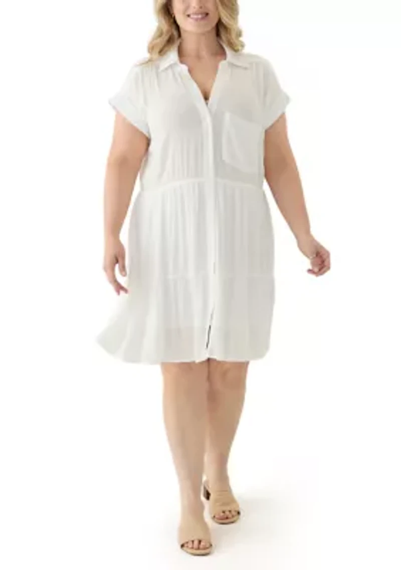 Plus Tiered Shirtdress