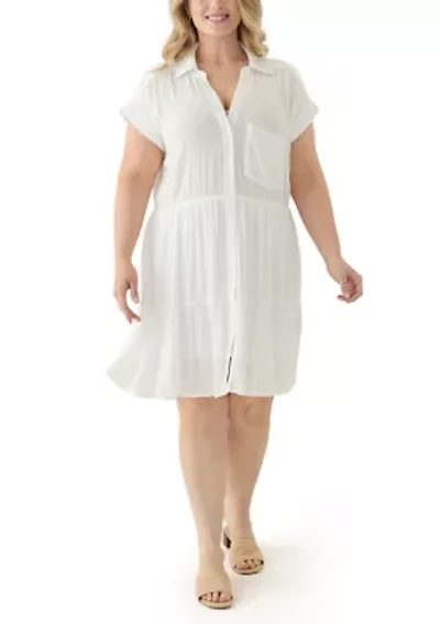 Plus Tiered Shirtdress