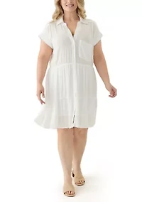 Plus Tiered Shirtdress