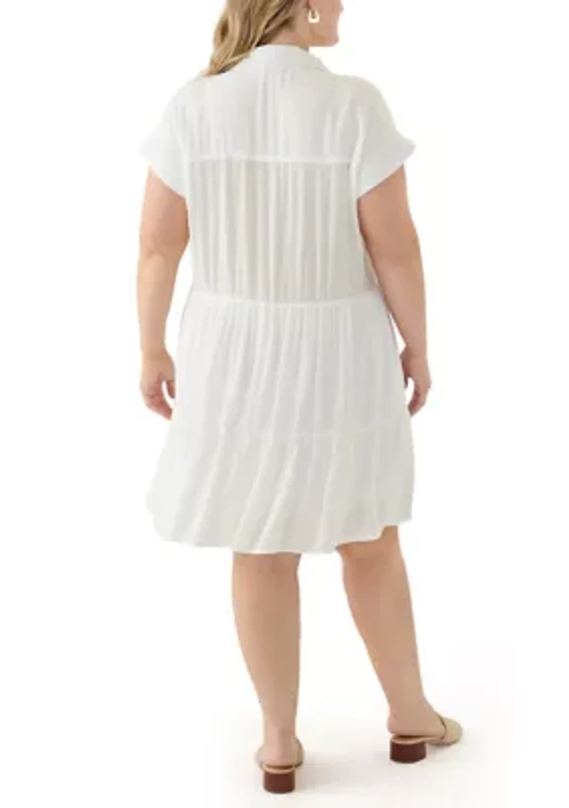 Plus Tiered Shirtdress