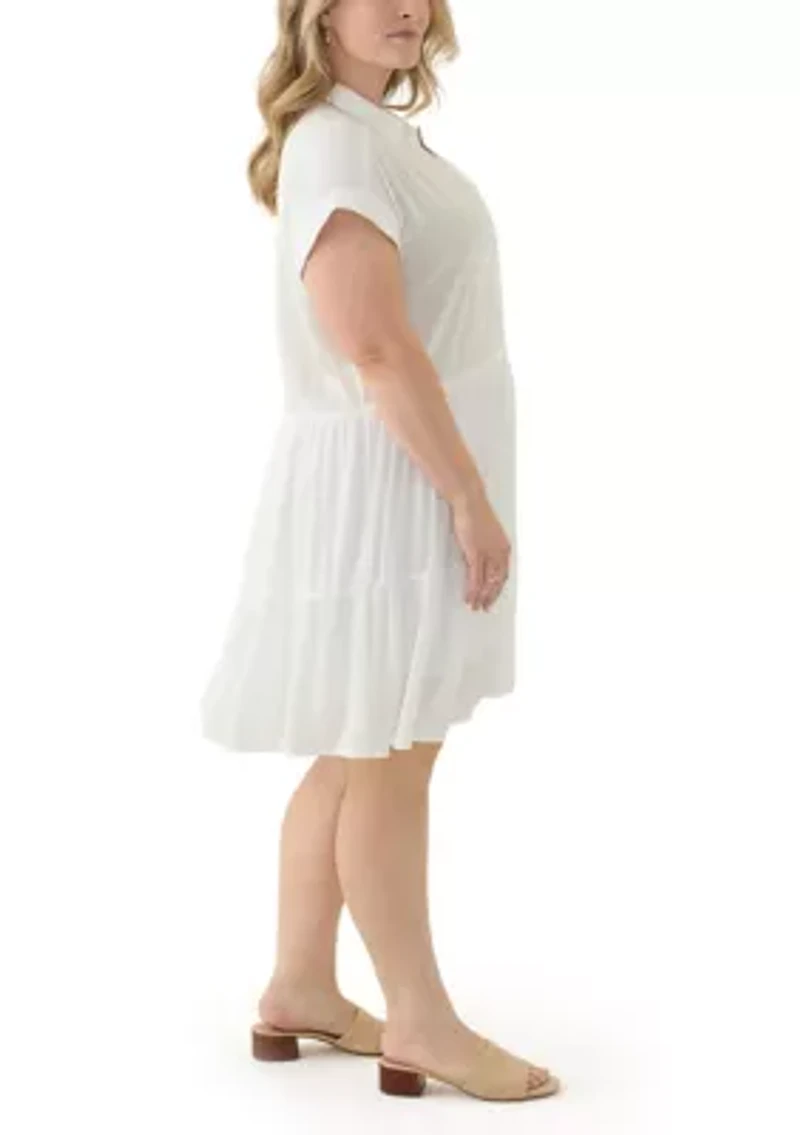 Plus Tiered Shirtdress