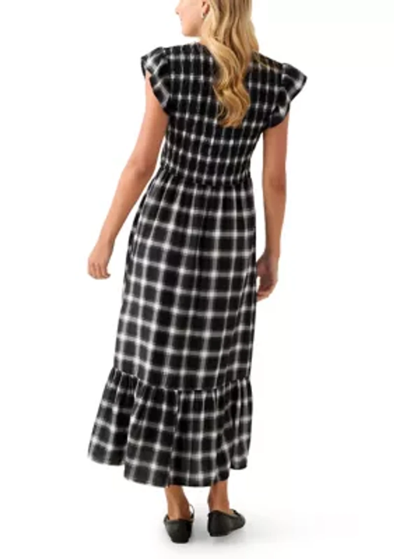 Women's Flutter Sleeve Button Down Maxi Dress
