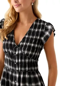 Women's Flutter Sleeve Button Down Maxi Dress