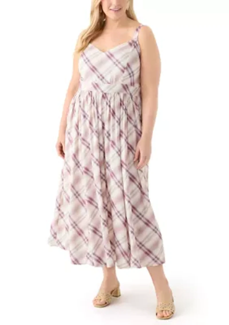 Plus Sleeveless Plaid Maxi Dress