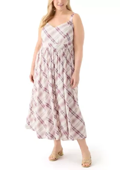 Plus Sleeveless Plaid Maxi Dress