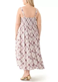 Plus Sleeveless Plaid Maxi Dress