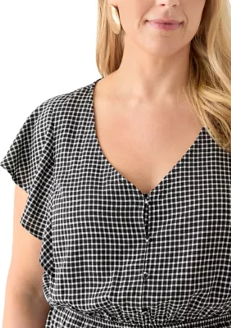 Plus Flutter Sleeve Printed Midi Dress