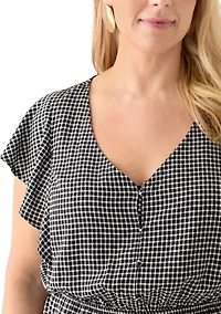 Plus Flutter Sleeve Printed Midi Dress