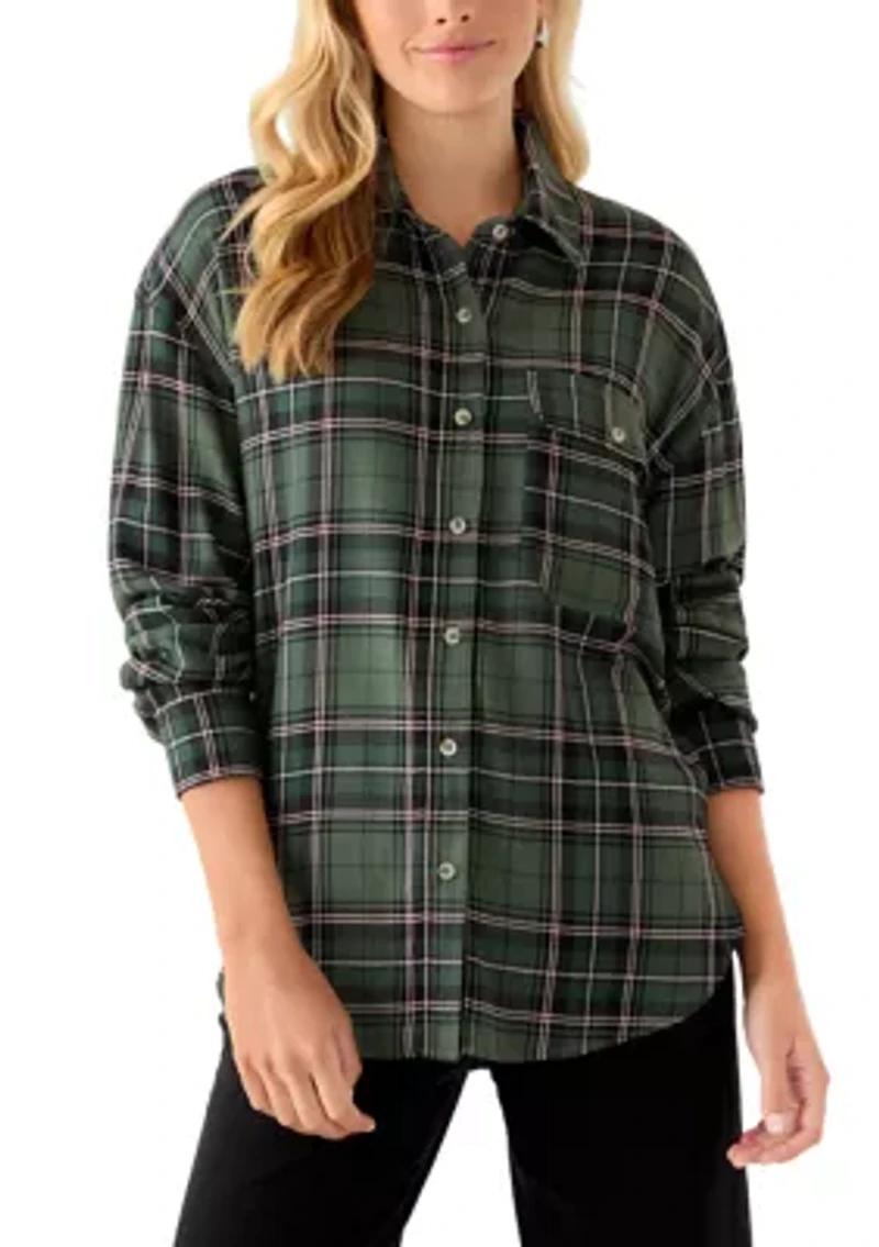 Women's Woven Button Down Shirt with Front Pocket