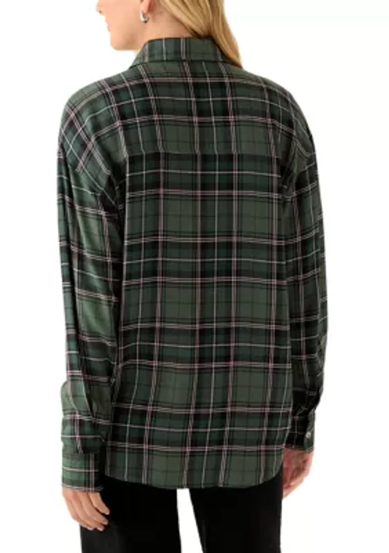 Women's Woven Button Down Shirt with Front Pocket