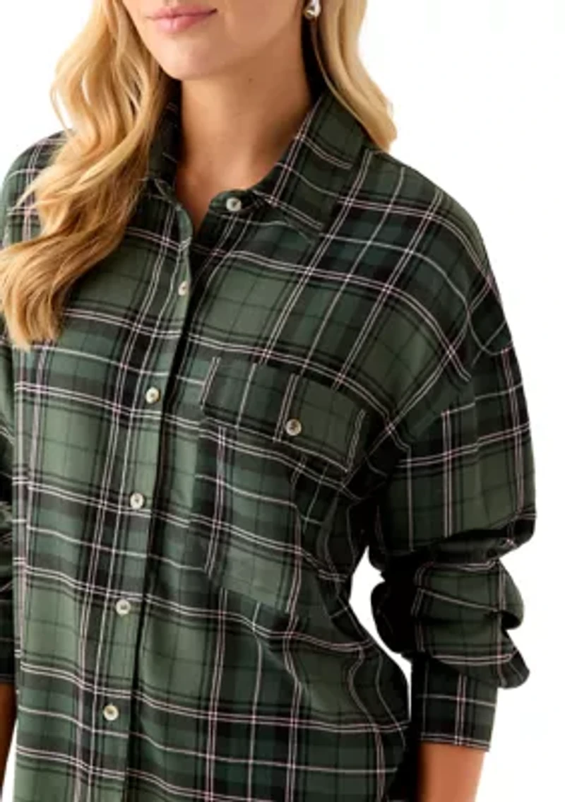 Women's Woven Button Down Shirt with Front Pocket