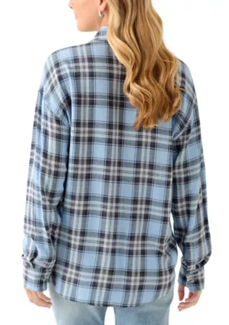 Women's Woven Button Down Shirt with Front Pockets
