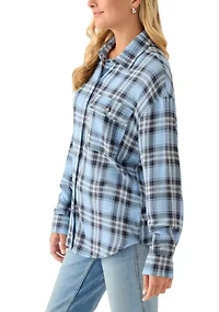 Women's Woven Button Down Shirt with Front Pockets