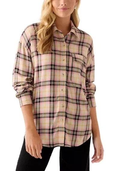 Women's Woven Button Down Shirt with Front Pocket
