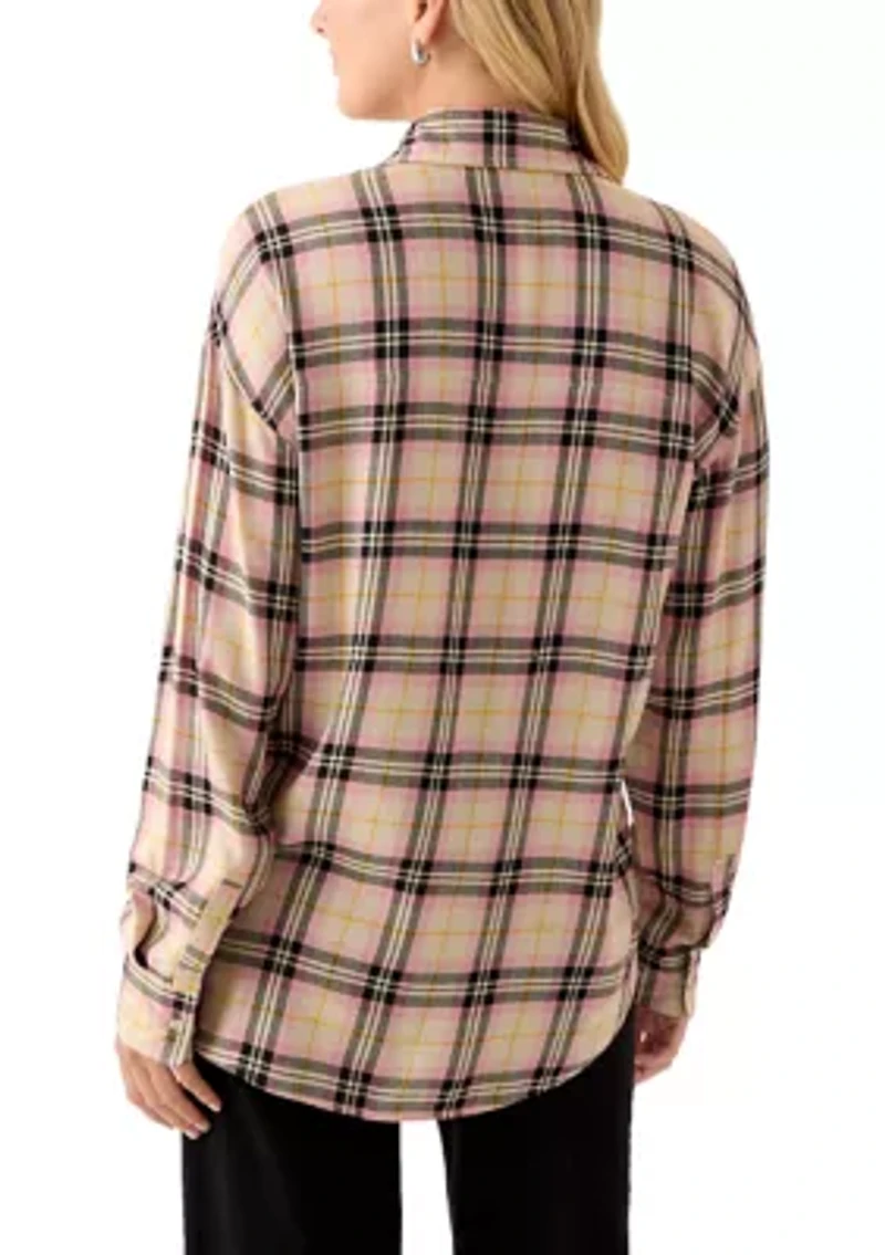 Women's Woven Button Down Shirt with Front Pocket